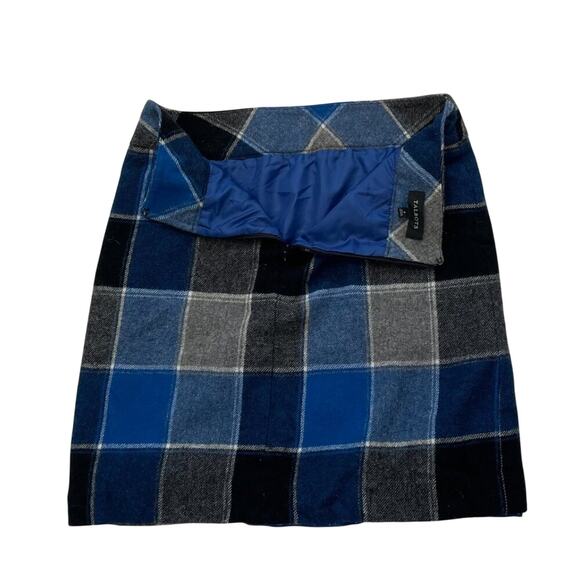 Talbots Wool Blend Blue, Black, Gray Plaid Mini Skirt, Preppy, Academia, Size 6 - Picture 3 of 10